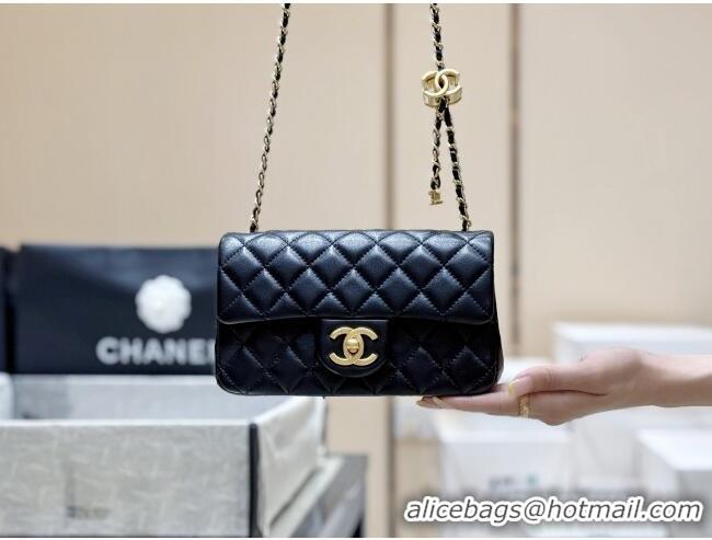 Modern Classic Chanel Shiny Lambskin Mini Flap Bag with CC Chain AS5759 Black 2025 Top Quality