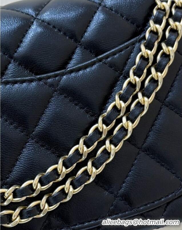 Modern Classic Chanel Shiny Lambskin Mini Flap Bag with CC Chain AS5759 Black 2025 Top Quality