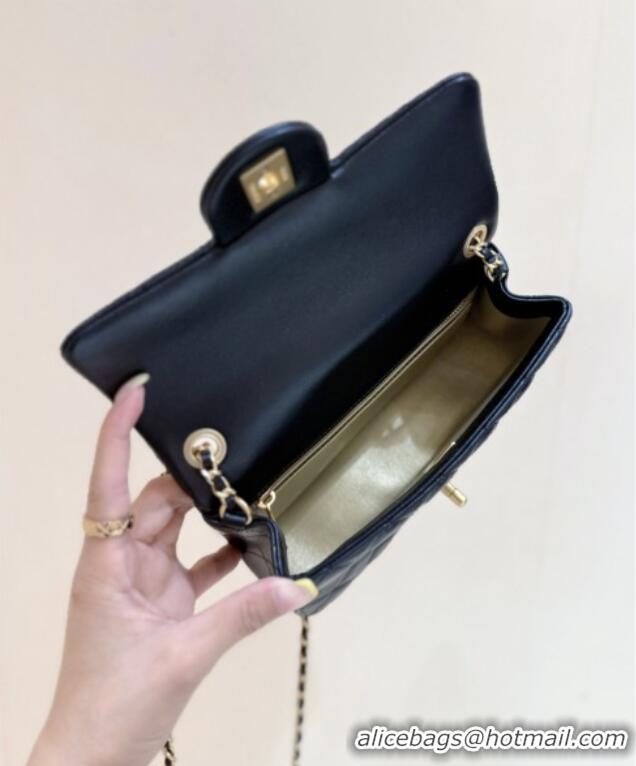 Modern Classic Chanel Shiny Lambskin Mini Flap Bag with CC Chain AS5759 Black 2025 Top Quality