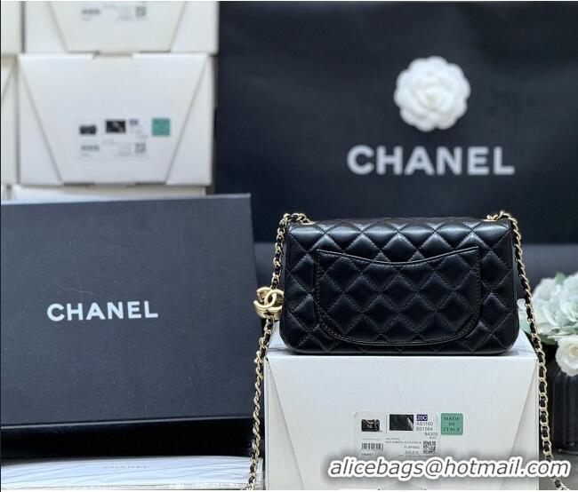 Modern Classic Chanel Shiny Lambskin Mini Flap Bag with CC Chain AS5759 Black 2025 Top Quality