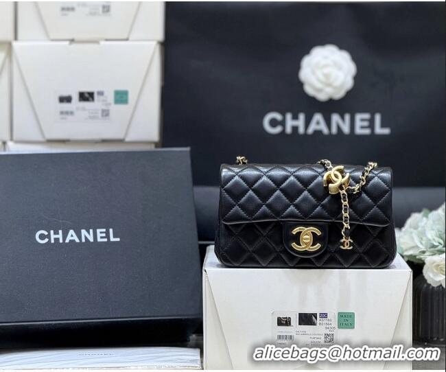Modern Classic Chanel Shiny Lambskin Mini Flap Bag with CC Chain AS5759 Black 2025 Top Quality