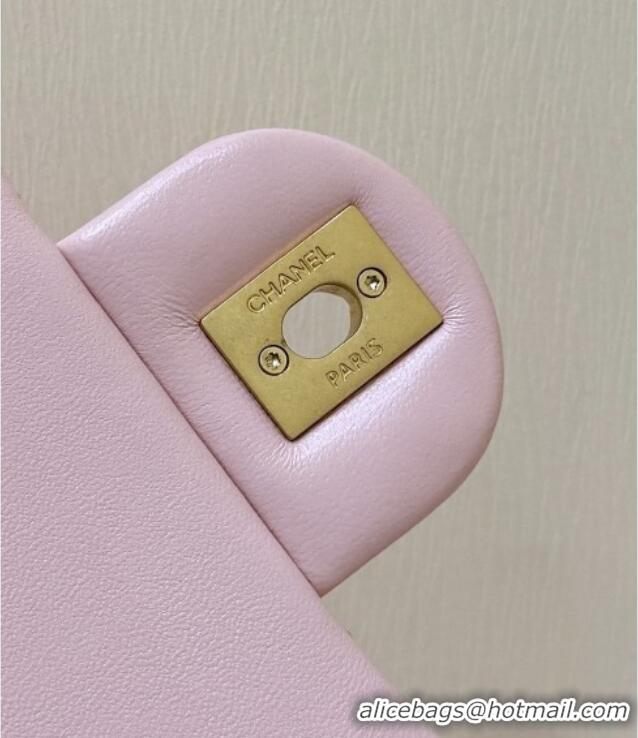 Top Design Chanel Shiny Lambskin Mini Flap Bag with CC Chain AS5759 Pink 2025 Top Quality