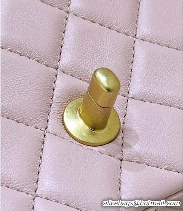 Top Design Chanel Shiny Lambskin Mini Flap Bag with CC Chain AS5759 Pink 2025 Top Quality