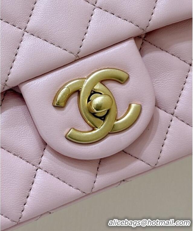 Top Design Chanel Shiny Lambskin Mini Flap Bag with CC Chain AS5759 Pink 2025 Top Quality