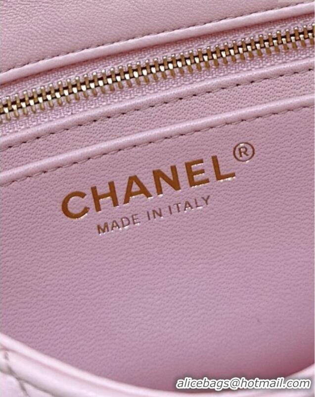 Top Design Chanel Shiny Lambskin Mini Flap Bag with CC Chain AS5759 Pink 2025 Top Quality