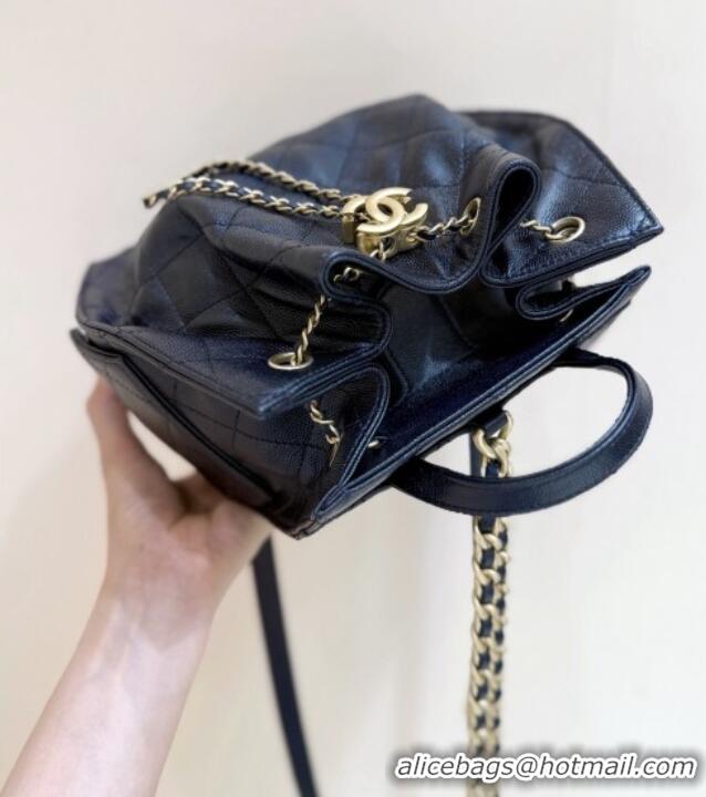 Big Discount Chanel Grained Calfskin 25 Medium Backpack Bag AS5600 Black 2025 Top Quality