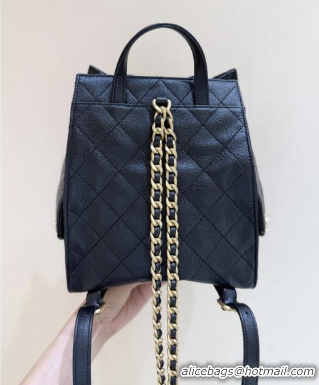 Big Discount Chanel Grained Calfskin 25 Medium Backpack Bag AS5600 Black 2025 Top Quality