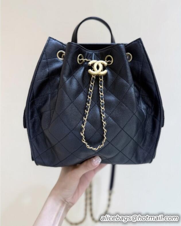 Big Discount Chanel Grained Calfskin 25 Medium Backpack Bag AS5600 Black 2025 Top Quality