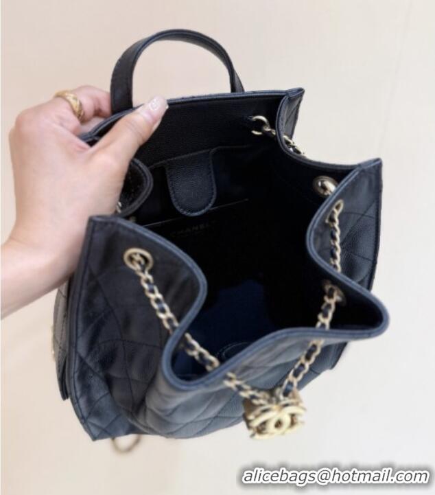 Big Discount Chanel Grained Calfskin 25 Medium Backpack Bag AS5600 Black 2025 Top Quality