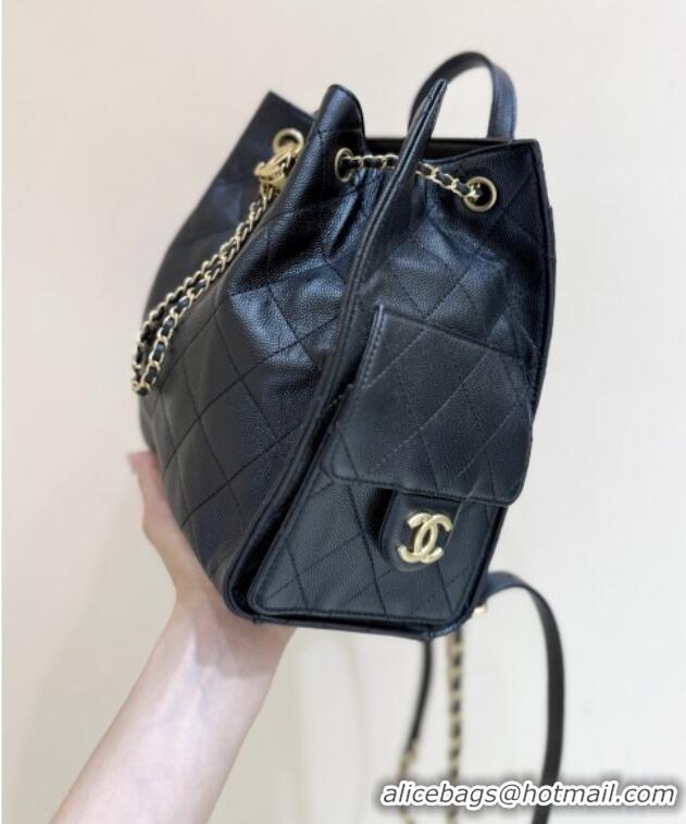 Big Discount Chanel Grained Calfskin 25 Medium Backpack Bag AS5600 Black 2025 Top Quality
