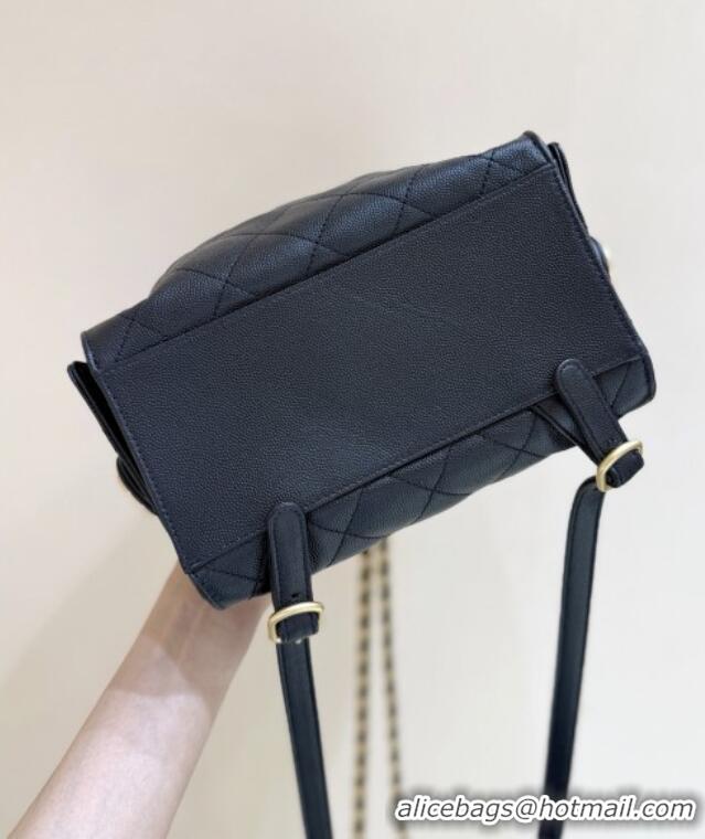 Big Discount Chanel Grained Calfskin 25 Medium Backpack Bag AS5600 Black 2025 Top Quality