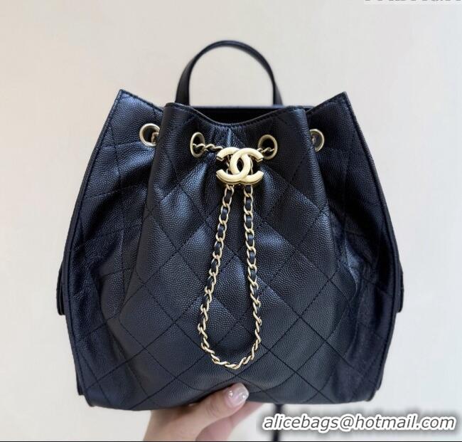 Big Discount Chanel Grained Calfskin 25 Medium Backpack Bag AS5600 Black 2025 Top Quality