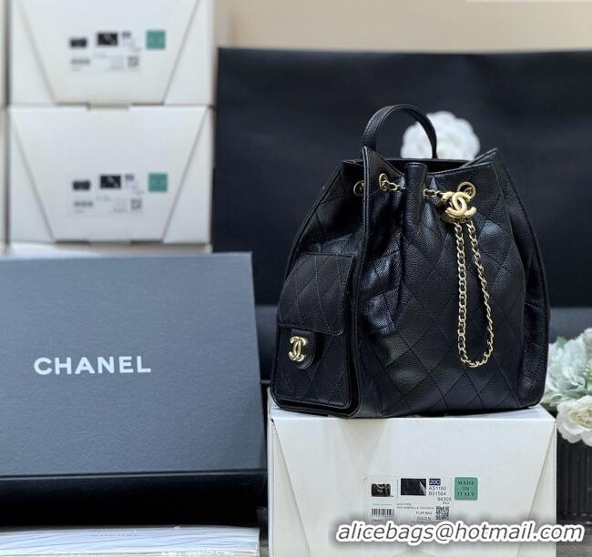 Big Discount Chanel Grained Calfskin 25 Medium Backpack Bag AS5600 Black 2025 Top Quality