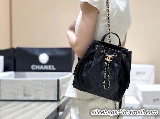 Big Discount Chanel Grained Calfskin 25 Medium Backpack Bag AS5600 Black 2025 Top Quality