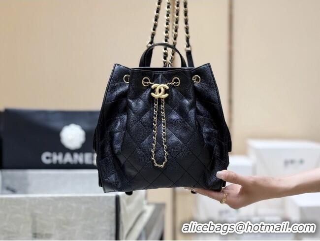 Big Discount Chanel Grained Calfskin 25 Medium Backpack Bag AS5600 Black 2025 Top Quality