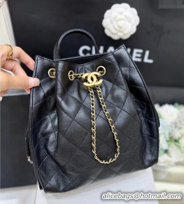 Big Discount Chanel Grained Calfskin 25 Medium Backpack Bag AS5600 Black 2025 Top Quality