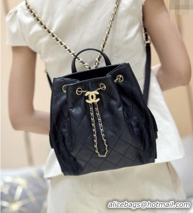 Big Discount Chanel Grained Calfskin 25 Medium Backpack Bag AS5600 Black 2025 Top Quality