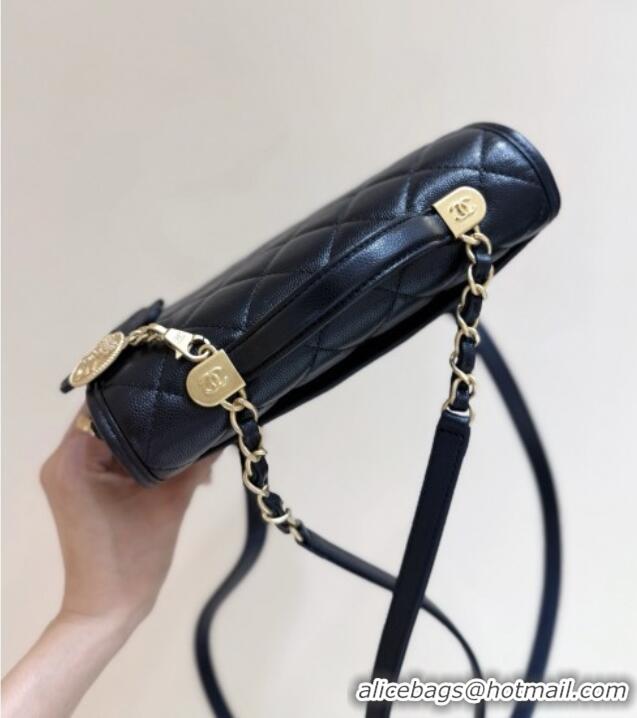 Discount Chanel Grained Shiny Calfskin Backpack AS5715 Black 2025 Top Quality
