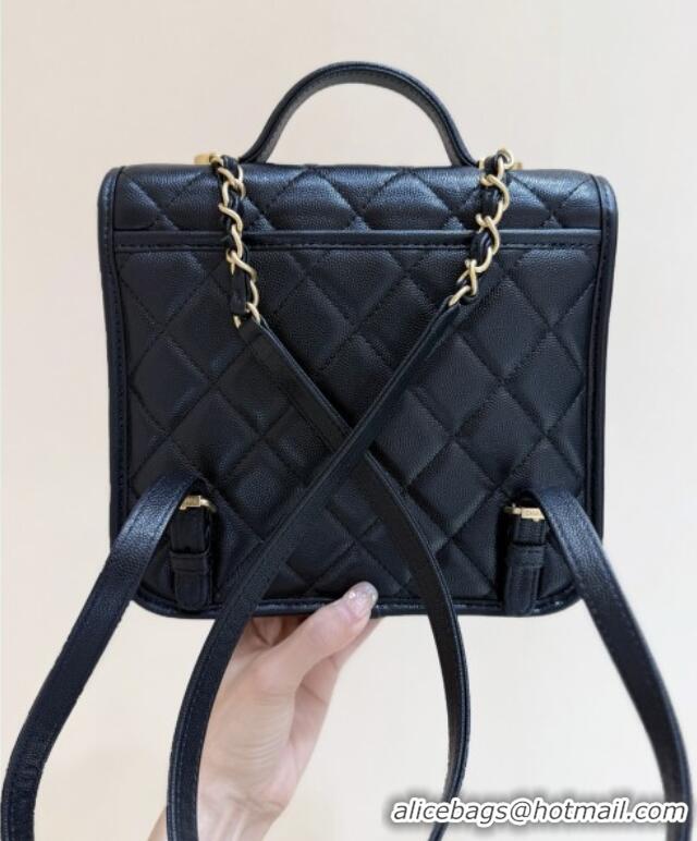 Discount Chanel Grained Shiny Calfskin Backpack AS5715 Black 2025 Top Quality
