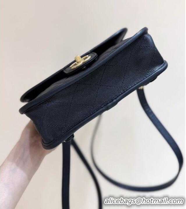 Discount Chanel Grained Shiny Calfskin Backpack AS5715 Black 2025 Top Quality