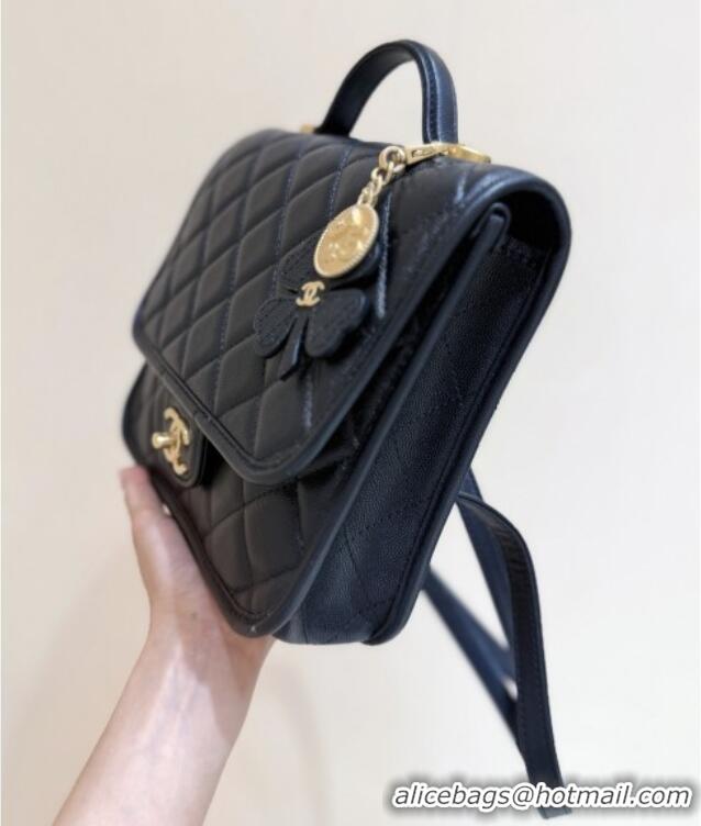 Discount Chanel Grained Shiny Calfskin Backpack AS5715 Black 2025 Top Quality