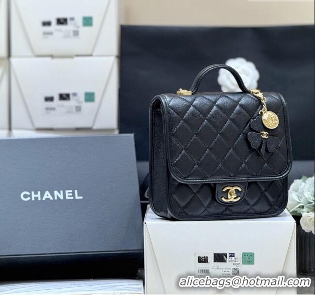 Discount Chanel Grained Shiny Calfskin Backpack AS5715 Black 2025 Top Quality