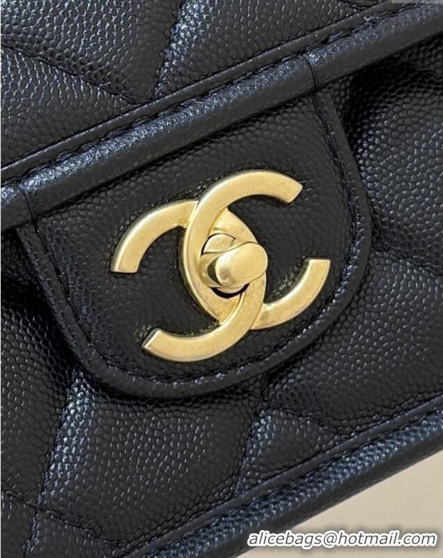 Discount Chanel Grained Shiny Calfskin Backpack AS5715 Black 2025 Top Quality