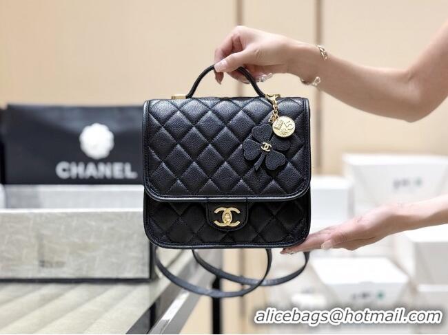 Discount Chanel Grained Shiny Calfskin Backpack AS5715 Black 2025 Top Quality