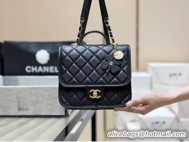 Discount Chanel Grained Shiny Calfskin Backpack AS5715 Black 2025 Top Quality