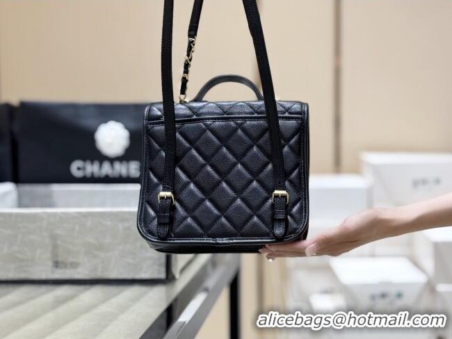Discount Chanel Grained Shiny Calfskin Backpack AS5715 Black 2025 Top Quality