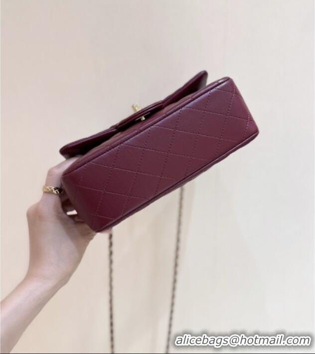 Best Price Chanel Coco Lambskin Mini Flap Bag with Top Handle AS2431 Burgundy 2025 Top Quality