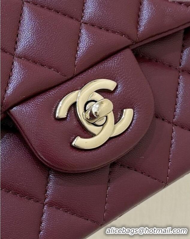 Best Price Chanel Coco Lambskin Mini Flap Bag with Top Handle AS2431 Burgundy 2025 Top Quality