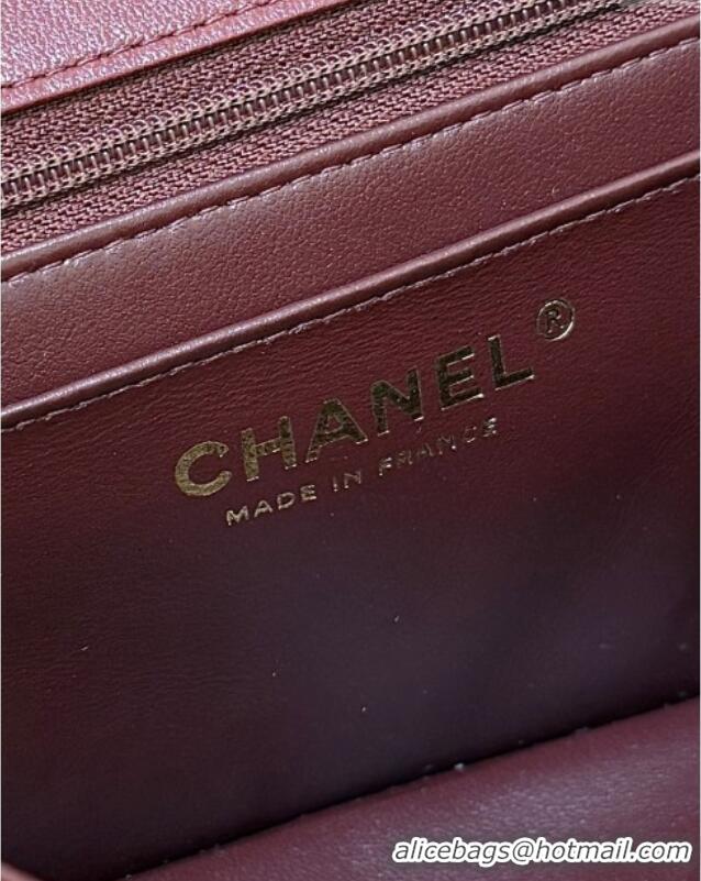 Best Price Chanel Coco Lambskin Mini Flap Bag with Top Handle AS2431 Burgundy 2025 Top Quality