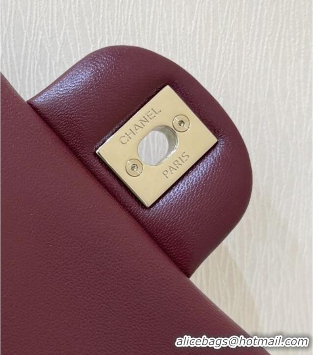 Best Price Chanel Coco Lambskin Mini Flap Bag with Top Handle AS2431 Burgundy 2025 Top Quality
