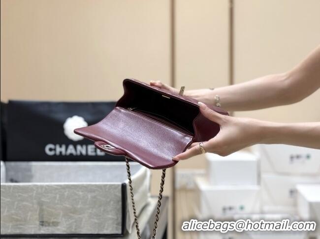 Best Price Chanel Coco Lambskin Mini Flap Bag with Top Handle AS2431 Burgundy 2025 Top Quality