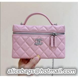 Pretty Style Chanel Shiny Grained Calfskin Vanity with Chain and Star AP4854 Pink 2025 Top Quality