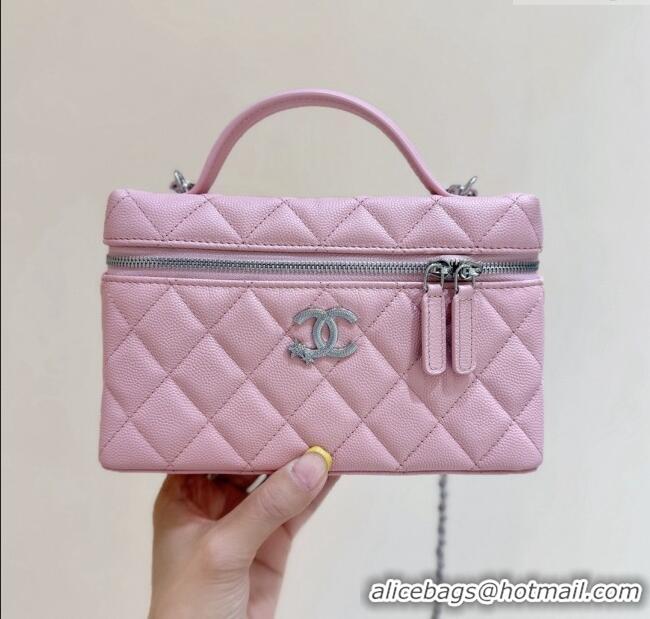 Pretty Style Chanel Shiny Grained Calfskin Vanity with Chain and Star AP4854 Pink 2025 Top Quality