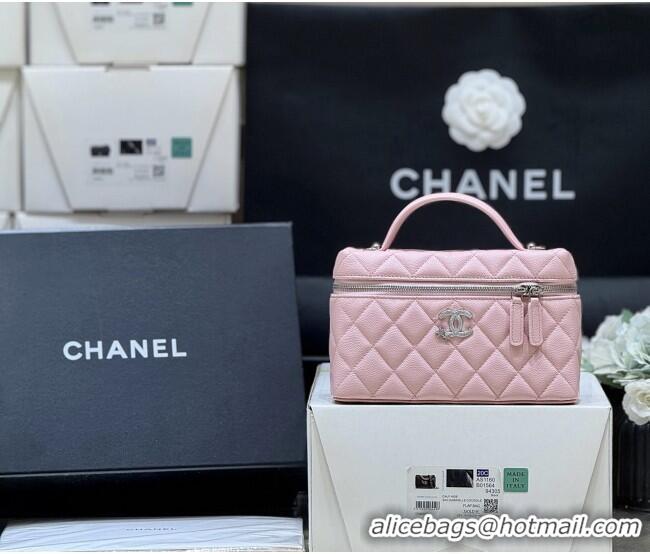 Pretty Style Chanel Shiny Grained Calfskin Vanity with Chain and Star AP4854 Pink 2025 Top Quality