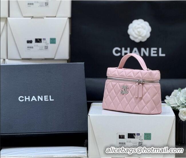Pretty Style Chanel Shiny Grained Calfskin Vanity with Chain and Star AP4854 Pink 2025 Top Quality
