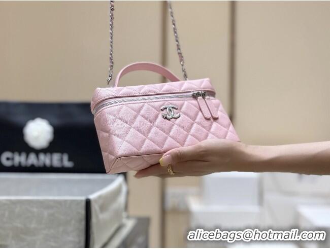Pretty Style Chanel Shiny Grained Calfskin Vanity with Chain and Star AP4854 Pink 2025 Top Quality