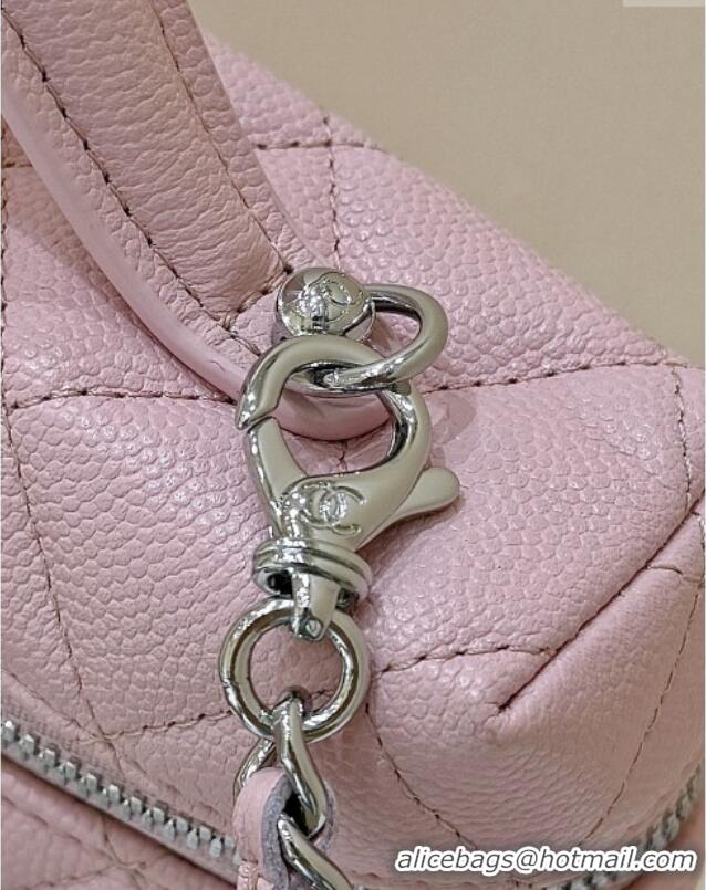 Pretty Style Chanel Shiny Grained Calfskin Vanity with Chain and Star AP4854 Pink 2025 Top Quality