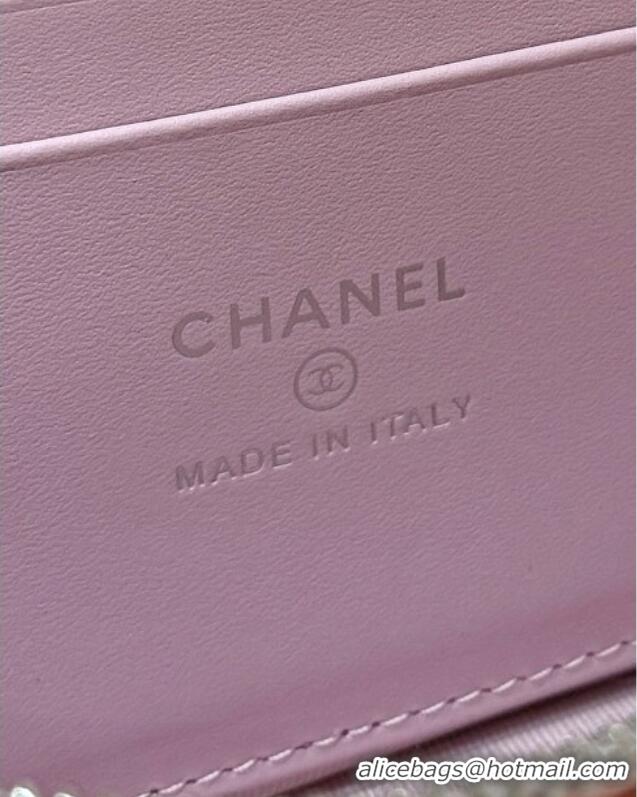 Pretty Style Chanel Shiny Grained Calfskin Vanity with Chain and Star AP4854 Pink 2025 Top Quality