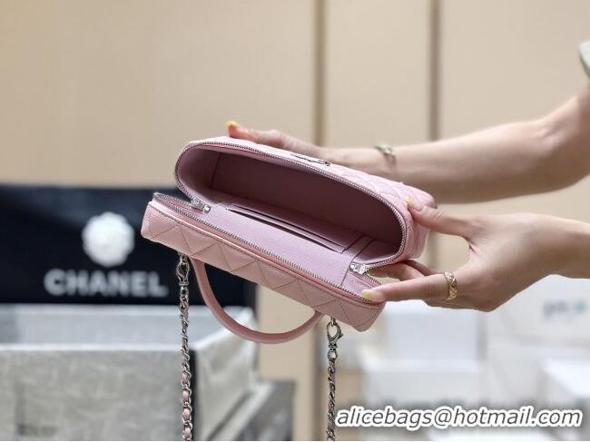 Pretty Style Chanel Shiny Grained Calfskin Vanity with Chain and Star AP4854 Pink 2025 Top Quality