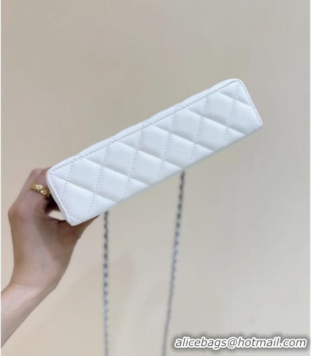 Well Crafted Chanel Shiny Grained Calfskin Vanity with Chain and Star AP4854 White 2025 Top Quality