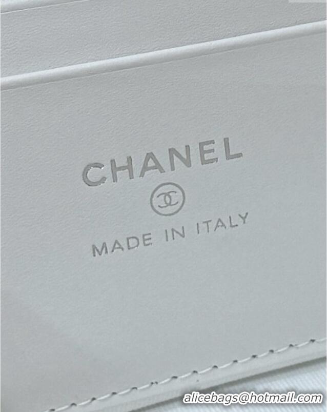 Well Crafted Chanel Shiny Grained Calfskin Vanity with Chain and Star AP4854 White 2025 Top Quality