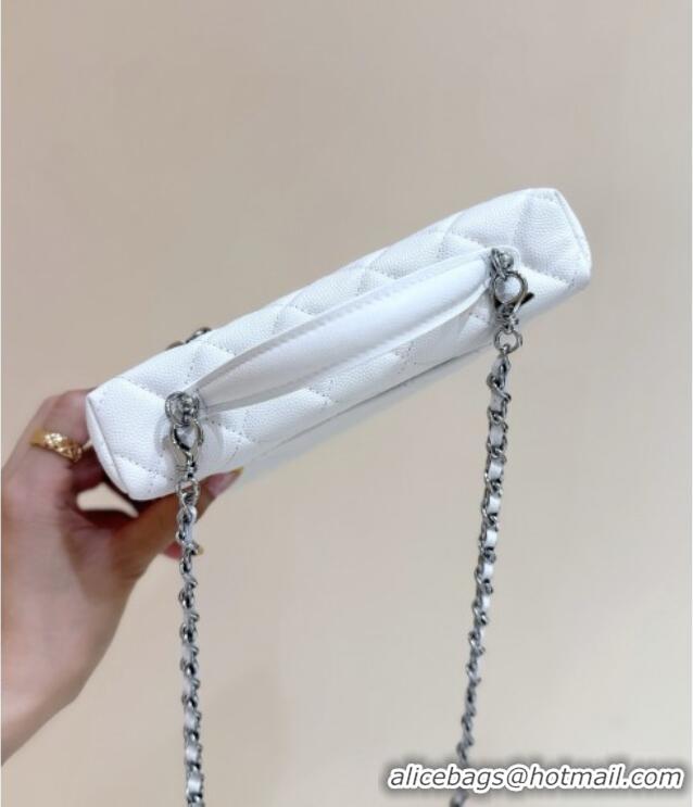 Well Crafted Chanel Shiny Grained Calfskin Vanity with Chain and Star AP4854 White 2025 Top Quality