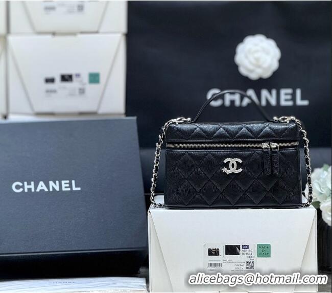 Most Popular Chanel Shiny Grained Calfskin Vanity with Chain and Star AP4854 Black 2025 Top Quality