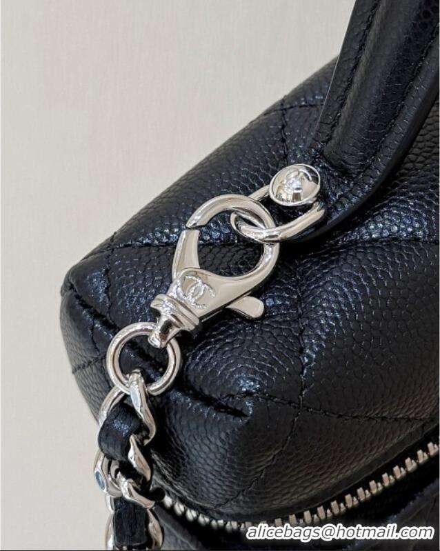 Most Popular Chanel Shiny Grained Calfskin Vanity with Chain and Star AP4854 Black 2025 Top Quality