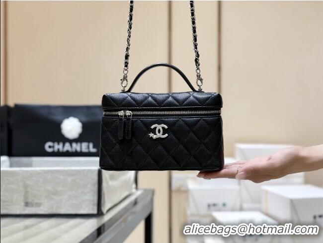 Most Popular Chanel Shiny Grained Calfskin Vanity with Chain and Star AP4854 Black 2025 Top Quality