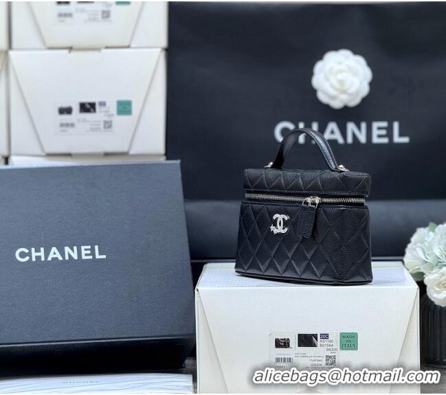 Most Popular Chanel Shiny Grained Calfskin Vanity with Chain and Star AP4854 Black 2025 Top Quality
